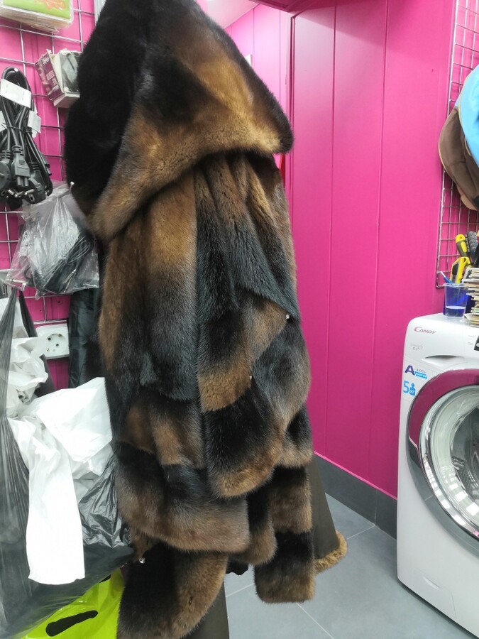 Шуба норковая с капюшоном